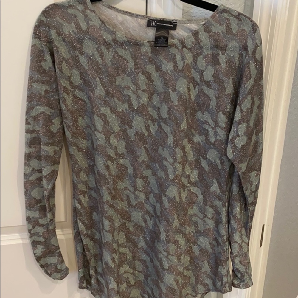 Sheer glitter camo top